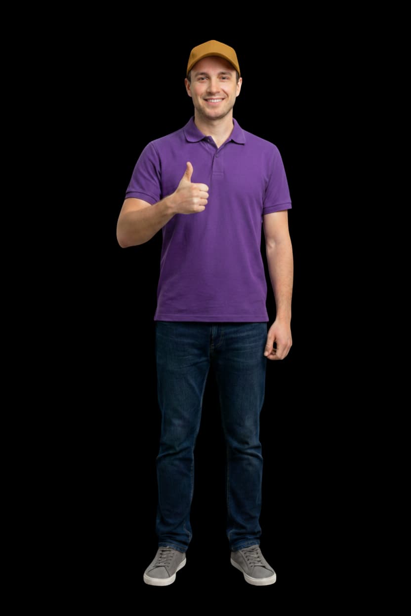 Kurier in lila Uniform